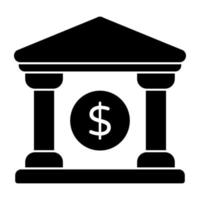 dollaro su edificio in mostra banca edificio icona vettore