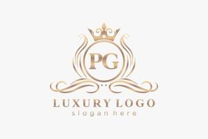 iniziale pg lettera reale lusso logo modello nel vettore arte per ristorante, regalità, boutique, bar, Hotel, araldico, gioielleria, moda e altro vettore illustrazione.
