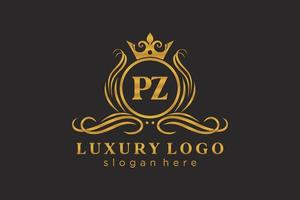 iniziale pz lettera reale lusso logo modello nel vettore arte per ristorante, regalità, boutique, bar, Hotel, araldico, gioielleria, moda e altro vettore illustrazione.