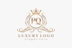 iniziale pq lettera reale lusso logo modello nel vettore arte per ristorante, regalità, boutique, bar, Hotel, araldico, gioielleria, moda e altro vettore illustrazione.