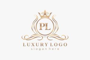 iniziale pl lettera reale lusso logo modello nel vettore arte per ristorante, regalità, boutique, bar, Hotel, araldico, gioielleria, moda e altro vettore illustrazione.