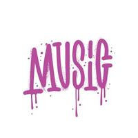 musica - urbano graffiti parola spruzzato nel rosa al di sopra di nero. strutturato mano disegnato vettore illustrazione per manifesto, maglietta o adesivi
