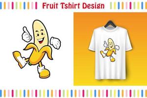 maglietta disegno, carino frutta personaggio su camicia, mano disegnato colorato vettore illustrazione, cartone animato stile