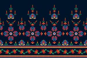 ikat etnico senza soluzione di continuità modello decorazione design. azteco tessuto tappeto boho mandala tessile arredamento sfondo. tribale nativo motivo ornamenti ikkat tradizionale ricamo vettore ungherese polacco moravia