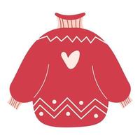 a maglia accogliente caldo rosso maglione. tradizionale inverno caldo Abiti. disegnato a mano vettore illustrazione, isolato su bianca sfondo.