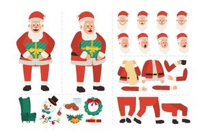 Santa Claus Tenere Natale regalo. personaggio per animazione design con vario facciale espressioni, mano gesti, corpo e gamba movimento illustrazione vettore