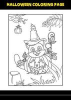 Halloween colorazione pagina per bambini. linea arte colorazione pagina design per bambini. vettore