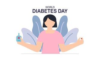 mondo diabete giorno sfondo, sangue glucosio analisi metro e insulina produzione concetto vettore
