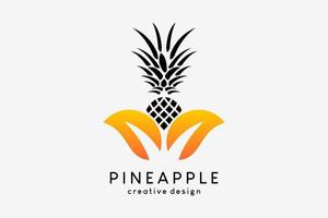 ananas logo disegno, ananas icona combinato con foglia icona nel un' creativo concetto vettore