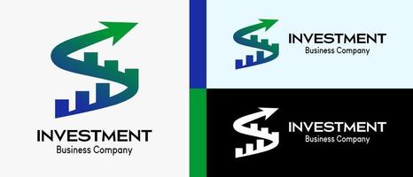 investimento logo per edificio e mutuo azienda, freccia e grafico icona nel lettera S. premio logo illustrazione vettore