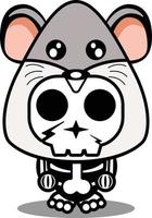 vettore illustrazione di portafortuna costume cartone animato personaggio animale uomo ratto carino cranio