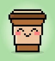 8 po pixel caffè tazza kawaii. bevanda nel vettore illustrazione per gioco icona.