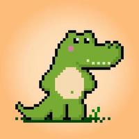 Immagine coccodrillo a 8 bit pixel. animali in illustrazione vettoriale per giochi retrò