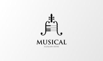 violino a stampa, pianoforte chiave, musicale strumento logo design vettore