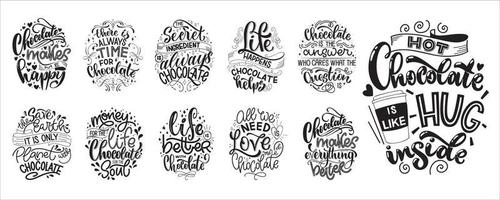 cioccolato mano lettering citazioni impostare. vettore