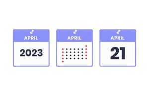aprile 21 calendario design icona. 2023 calendario orario, appuntamento, importante Data concetto vettore