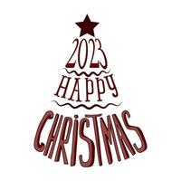 Natale albero scritto con testo consistente di vacanza parole 2023 anno - vettore