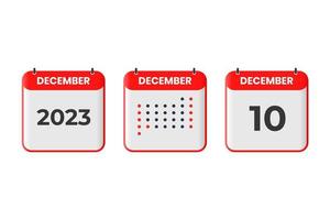 dicembre 10 calendario design icona. 2023 calendario orario, appuntamento, importante Data concetto vettore