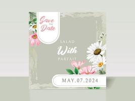 elegante bianca e rosa fiori nozze invito carta vettore