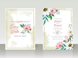 elegante bianca e rosa fiori nozze invito carta vettore