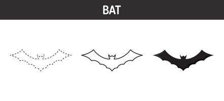 pipistrello tracciato e colorazione foglio di lavoro per bambini vettore