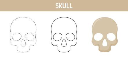 cranio tracciato e colorazione foglio di lavoro per bambini vettore