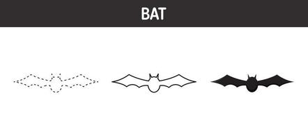 pipistrello tracciato e colorazione foglio di lavoro per bambini vettore