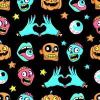 Halloween senza soluzione di continuità modello nel cartone animato comico stile. vettore