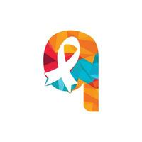 lettera q rosa nastro vettore logo design. Seno cancro consapevolezza simbolo. ottobre è mese di Seno cancro consapevolezza nel il mondo.