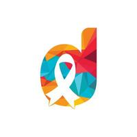 lettera d rosa nastro vettore logo design. Seno cancro consapevolezza simbolo. ottobre è mese di Seno cancro consapevolezza nel il mondo.