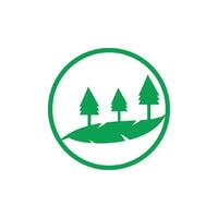 albero logo nel cerchio forma. natura paesaggio logo design. vettore