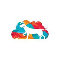 cane e nube icona logo design vettore illustrazione. veterinario vettore logo design modello.
