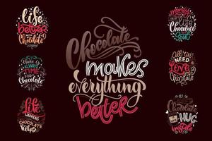 cioccolato mano lettering citazioni impostare. vettore