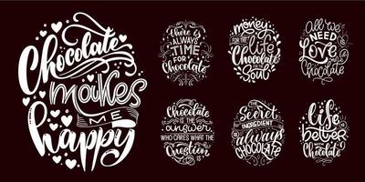 cioccolato mano lettering citazioni impostare. vettore