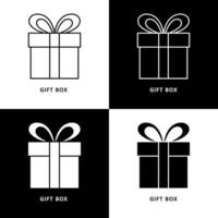 Natale regalo cartone animato logo icona. natale scatola pacchetto simbolo illustrazione vettore