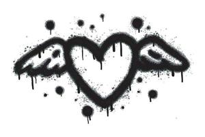 spray graffiti cuore cartello dipinto nel nero su bianca. amore cuore far cadere simbolo. isolato su un' bianca sfondo. vettore illustrazione