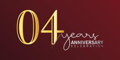 04 anniversario celebrazione logotipo numero oro colore con rosso colore sfondo. vettore anniversario per celebrazione, invito carta, e saluto carta