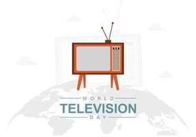 mondo televisione giorno sfondo con grande Vintage ▾ televisione. vettore