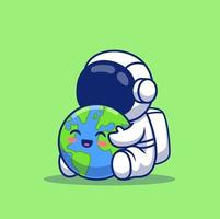 carino astronauta Tenere terra cartone animato vettore icona illustrazione scienza tecnologia icona concetto isolato premio vettore. piatto cartone animato stile