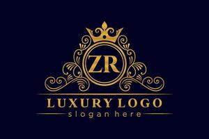 zr iniziale lettera oro calligrafico femminile floreale mano disegnato araldico monogramma antico Vintage ▾ stile lusso logo design premio vettore