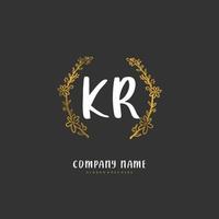 kr iniziale grafia e firma logo design con cerchio. bellissimo design manoscritto logo per moda, squadra, nozze, lusso logo. vettore