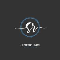 sr iniziale grafia e firma logo design con cerchio. bellissimo design manoscritto logo per moda, squadra, nozze, lusso logo. vettore