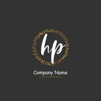 hp iniziale grafia e firma logo design con cerchio. bellissimo design manoscritto logo per moda, squadra, nozze, lusso logo. vettore