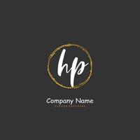 hp iniziale grafia e firma logo design con cerchio. bellissimo design manoscritto logo per moda, squadra, nozze, lusso logo. vettore