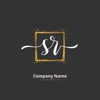 sr iniziale grafia e firma logo design con cerchio. bellissimo design manoscritto logo per moda, squadra, nozze, lusso logo. vettore