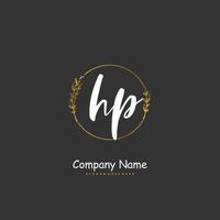 hp iniziale grafia e firma logo design con cerchio. bellissimo design manoscritto logo per moda, squadra, nozze, lusso logo. vettore