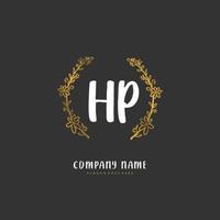 hp iniziale grafia e firma logo design con cerchio. bellissimo design manoscritto logo per moda, squadra, nozze, lusso logo. vettore