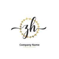 zh iniziale grafia e firma logo design con cerchio. bellissimo design manoscritto logo per moda, squadra, nozze, lusso logo. vettore