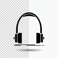 Audio. cuffia. cuffia. tenere sotto controllo. studio glifo icona su trasparente sfondo. nero icona vettore