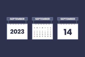 14 settembre 2023 calendario icona per orario, appuntamento, importante Data concetto vettore